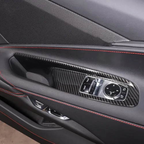 Miniatura 6 de Cubierta para interruptor de elevación de ventana compatible con Chevrolet Corvette C8 2020-2023, accesorios C8 (patrón de fibra de carbono)