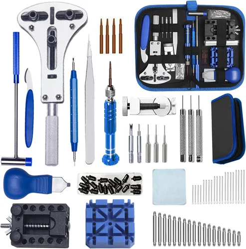 Miniatura 8 de Aokelily Kit de reparación de relojes, kit profesional de herramientas de reloj de repuesto de batería, removedor de enlace, ajuste de la espalda