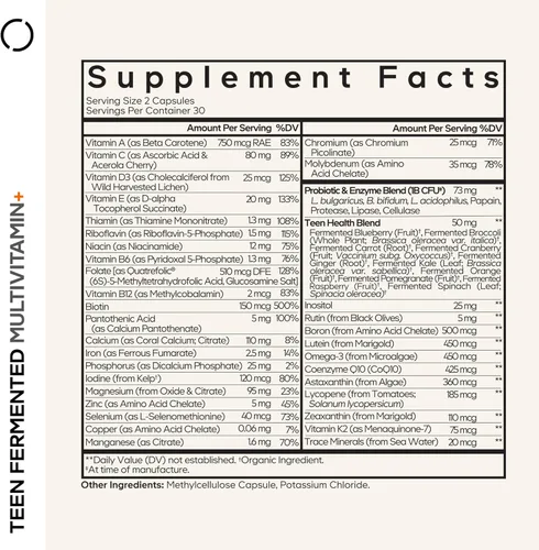 Miniatura 2 de Suplemento Multivitamínico para Adolescentes Codeage – Vitaminas y Minerales Diarios para Chicos y Chicas Adolescentes – Fórmula Orgánica