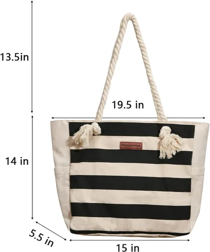 Miniatura 2 de Malirona Bolso grande de viaje a la playa con asa de cuerda de algodón, XL, Casual