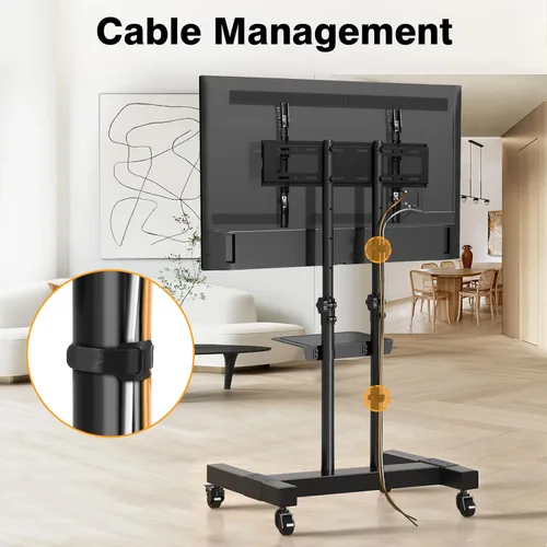 Miniatura 7 de TAVR Furniture - Soporte de TV móvil con ruedas, soporte de TV rodante con montaje en el suelo con ruedas bloqueables, altura ajustable para TV
