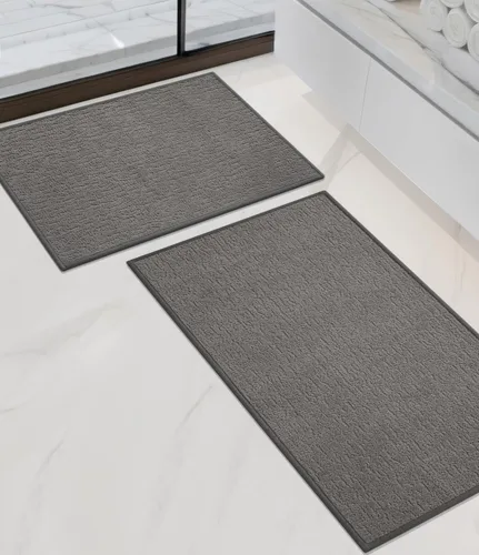 Miniatura 58 de Chakme Juego de 2 alfombras de baño ultrafinas, absorbentes, antideslizantes, lavables a máquina, color negro, 17 x 24 pulgadas / 17 x 30 pulgadas