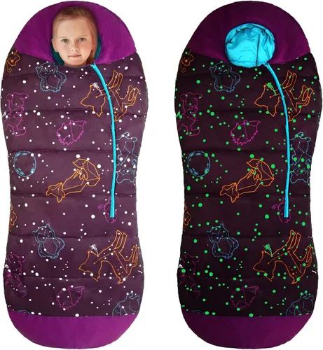 AceCamp Saco de dormir para mamá que brilla en la oscuridad para niños y jóvenes, clasificación de temperatura de 30 °F, -33.8 °F, resistente al