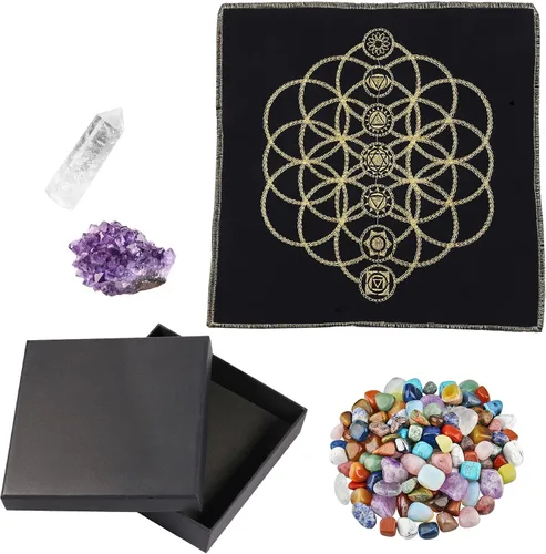 Miniatura 24 de Rockcloud Kit de meditación de tótem de piedra curativa para principiantes, adivinación, suministros de altar wicca, decoración del hogar, amatista