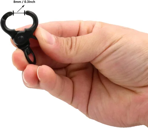 Miniatura 3 de BIKICOCO Gancho giratorio de 3/8 pulgadas, cierre de pinza de langosta, clip con resorte, extremo de anillo tórico, negro, paquete de 20 negro x 20