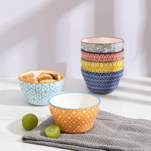 Miniatura 3 de Selamica Vasos de cerámica para caldo de 8 onzas, cuencos pequeños de 4 pulgadas, cuencos de postre para salsa de sopa, tazas de café, aptas