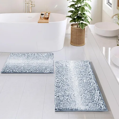 Miniatura 2 de Hearth & Harbor Alfombras de baño, tapete de baño de chenilla - Alfombras de baño lavables a máquina para baño con respaldo antideslizante de goma