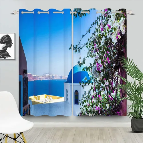 Miniatura 124 de Cortinas japonesas con pintura de tinta, monte Fuji, sol rojo, puesta de sol, hojas de bambú, cortinas de ventana para dormitorio, sala de estar