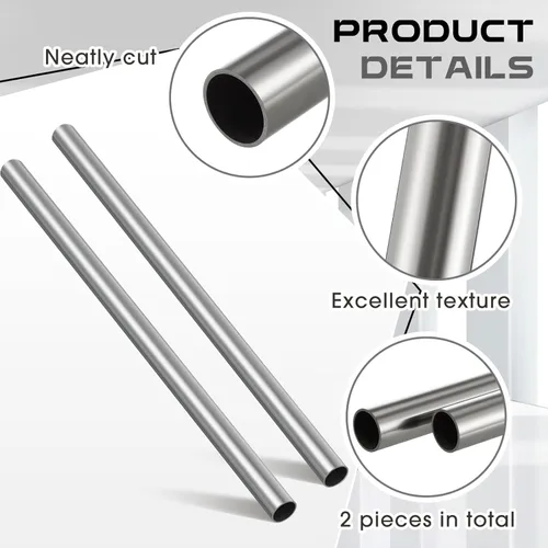 Miniatura 3 de Hicarer 2 piezas de tubo de acero inoxidable 304 de 1-1/2" OD de 24 pulgadas de longitud, tubo de pared engrosada y soldable de 16 calibres, tubo