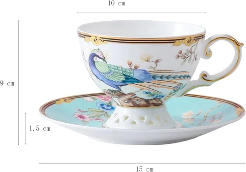 Miniatura 7 de ACMLIFE Juego de taza de té y platillo de porcelana de hueso – Juego de taza de café y platillo de té de porcelana de hueso, juego de taza de té