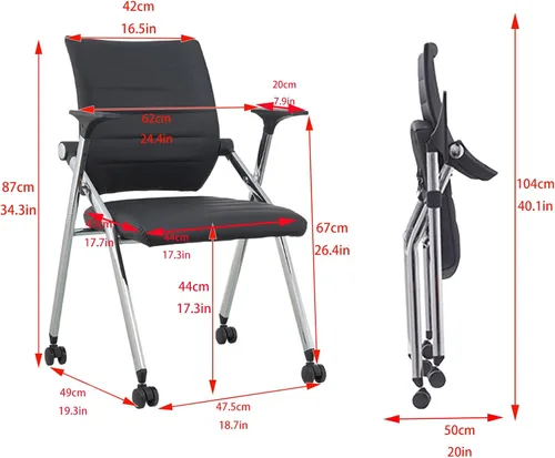 Miniatura 3 de Silla de oficina plegable con respaldo cómodo, silla apilable para sala de conferencias, silla plegable de oficina, silla de sala de conferencias