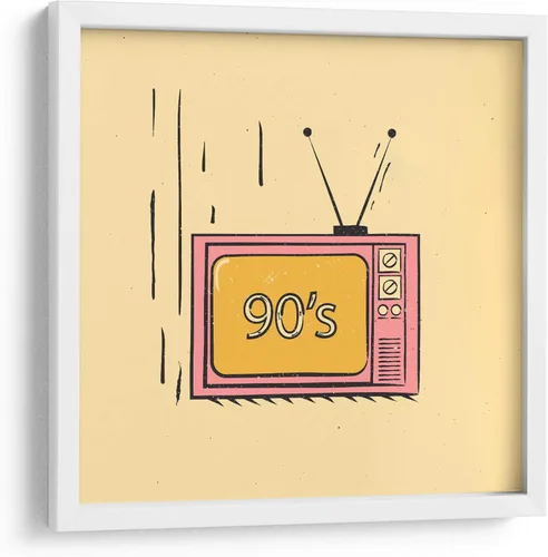 Miniatura 6 de Canvas Lab The 90's on TV by Vision Grasp Art 11 x 11 in Fine Art Framed Print, Frame Color: Black, With Mat History, Illustrations, Pop