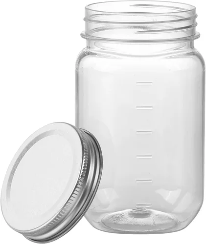 Miniatura 5 de Tarros Mason de plástico transparente de 16 onzas con tapa de rosca, tarros vacíos reutilizables para almacenamiento de alimentos, recipientes