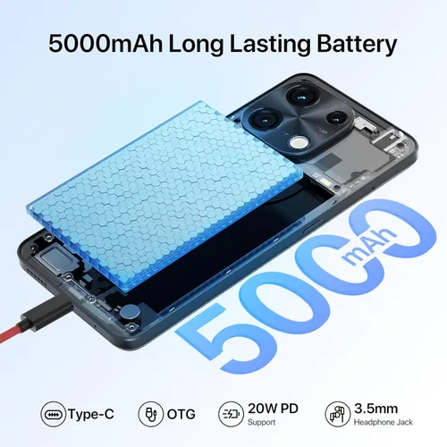 Miniatura 5 de UMIDIGI Note 100 Teléfono, Teléfono Desbloqueado Dual SIM NFC, 12(6+6) GB+128GB Ampliable a 1TB Teléfonos Android 14, Pantalla HD+ de 6.8'' a 120Hz