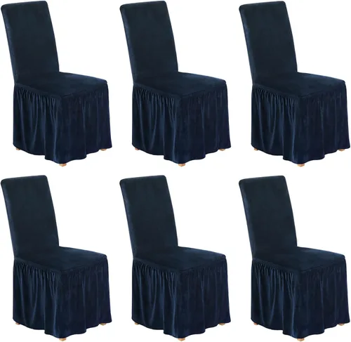 Miniatura 29 de NICEEC Fundas de silla de elastano para sillas de comedor, juego de 6 fundas de sillas de comedor extraíbles con falda, fundas de silla de comedor