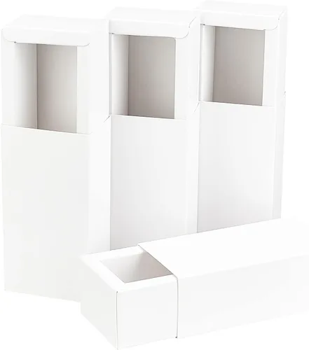 Miniatura 30 de BENECREAT Paquete de 30 cajas rectangulares de papel kraft marrón de 3.3 x 2.3 x 1 pulgadas con ventana transparente para regalos de boda, fiesta