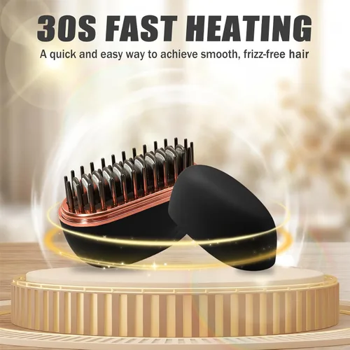 Miniatura 4 de Mini alisador de pelo, cepillo Glam inalámbrico portátil, control de temperatura de 3 velocidades, peine caliente de viaje recargable para mujeres