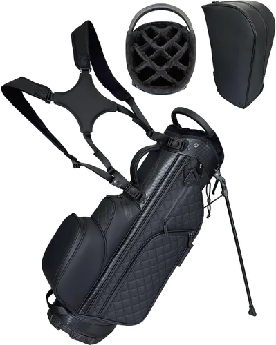 Bolsa de golf de piel sintética para hombres, bolsas de golf con divisores de longitud completa de 14 vías, parte superior de felpa de lujo 2026,