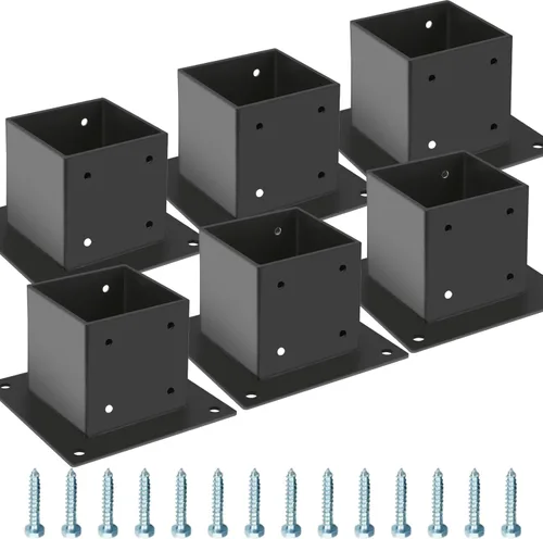 Miniatura 11 de Base de poste de 4×4, 2 piezas, soportes de poste de cubierta, tamaño interior de 3.5"x3.5", base de anclaje para poste de valla de acero grueso