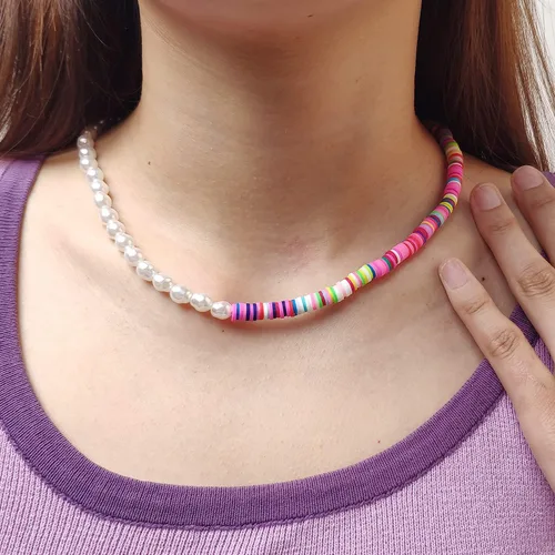 Miniatura 4 de Collares largos de perlas para mujeres y hombres, multicapa de perlas de imitación de color blanco crema