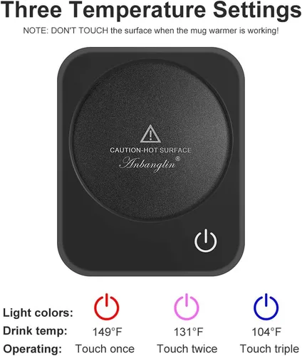 Miniatura 5 de Calentador de taza de café, calentador inteligente de tazas para escritorio, 3 controles de temperatura y apagado automático, calentador eléctrico