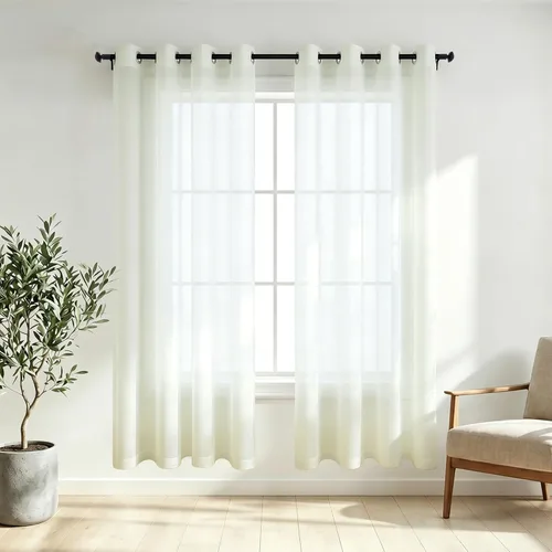 Miniatura 61 de KOUFALL Cortinas traslúcidas de 120 pulgadas de 2 paneles con ojales, juego extra largo de 10 pies de largo, cortinas altas para ventana grande, 52
