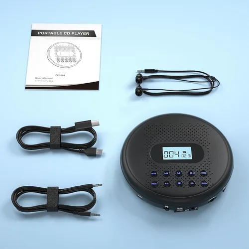 Miniatura 8 de ARAFUNA Reproductor de CD portátil con altavoces estéreo duales, reproductor de CD recargable para automóvil con protección antisaltos, auriculares