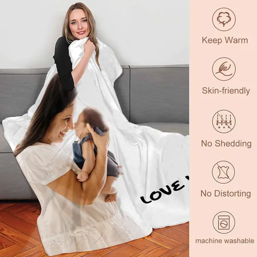 Miniatura 6 de Mantas personalizadas con fotos, texto, manta personalizada con imagen, hecha en Estados Unidos, personalizada para Navidad, cumpleaños, boda