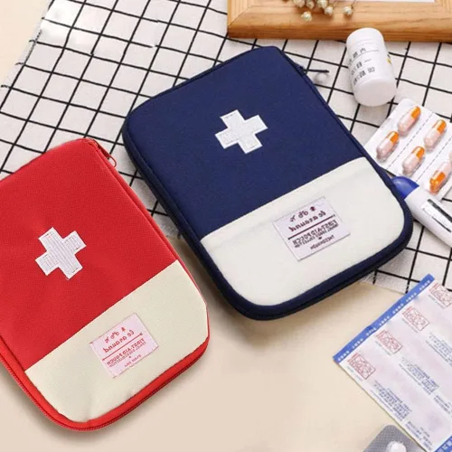 Miniatura 5 de Paquete de 2 mini botiquines de primeros auxilios, bolsa vacía de primeros auxilios, bolsa médica portátil para automóvil, ciclismo, maratón