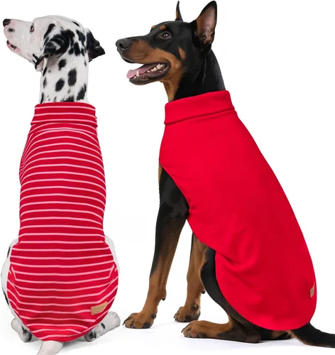 Miniatura 16 de KYEESE Paquete de 2 suéteres para perro, sudadera elástica para perros, ropa suave para mascotas, abrigos cálidos para perros, cuello alto, suéteres