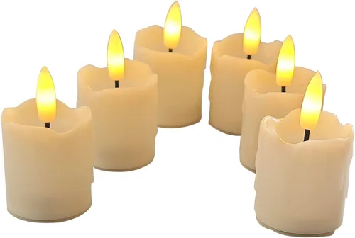 Miniatura 7 de Velas votivas sin llama con temporizador, luces LED con temporizador automático de ciclo diario integrado, calcomanías de calabaza para decoraciones