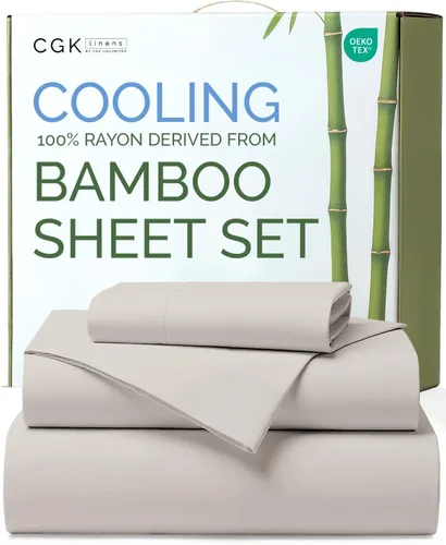 Miniatura 21 de Sábanas de bambú 100% rayón derivado de bambú, tamaño individual, sábanas refrescantes para individuales. Ropa de cama ultra suave, transpirable