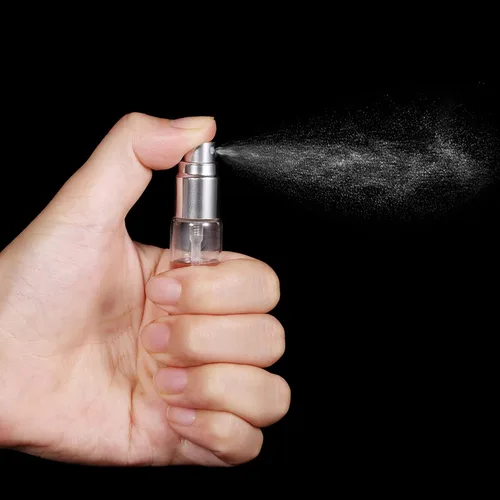 Miniatura 8 de Juego de 20 botellas de perfume de viaje de 10 ml, atomizador recargable, botella vacía hidratante (con tapas doradas)