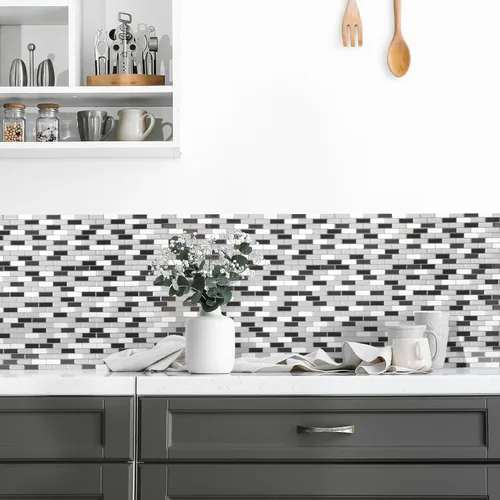 Miniatura 2 de SMART TILES Azulejo protector contra salpicaduras despegable y adhesivo - 5 hojas de 9.1" x 10.2" - Azulejo adhesivo 3D despegable para protector