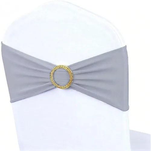 Miniatura 16 de Paquete de 50 bandas para sillas color verde salvia, bandas elásticas para sillas deslizantes, lazos para bodas, fiestas, baby shower, eventos