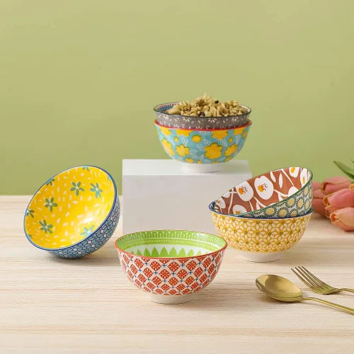 Miniatura 4 de Juego de cuencos de cerámica pequeños – Juego de 6 cuencos pequeños de porcelana para postre – 10 onzas para arroz Sopa Aperitivos