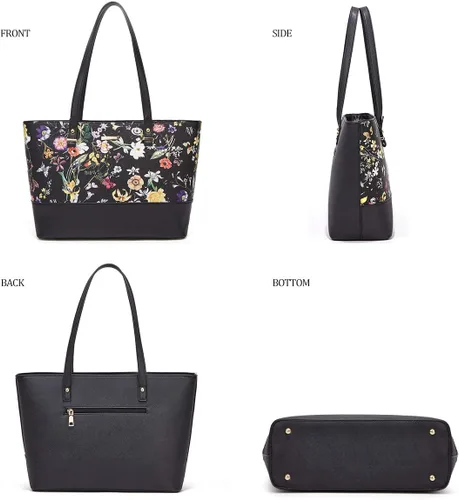 Miniatura 201 de Juego de 4 bolsas modernos para mujer de cuero sintético: bolso tote, bolso de hombro, bolso de mano y cartera.
