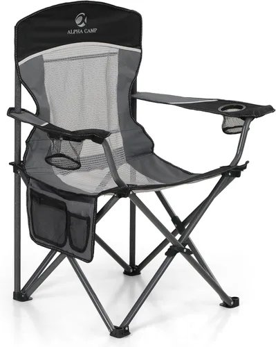 Miniatura 9 de LET'S CAMP Silla de campamento con respaldo de malla, portátil, plegable, resistente, soporte para exteriores, 330 libras, silla de brazo grande Rojo
