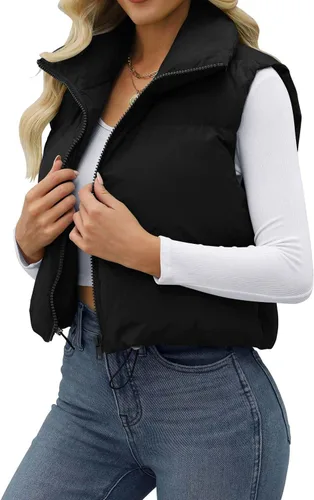 Miniatura 3 de JZC Women's Crop Puffer Vest Lightweight Sleeveless Jacket 2023 Fashion Winter Outerwear Padded Gilet