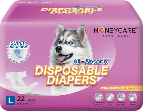 Miniatura 5 de HONEY CARE Pañales desechables para perros XL, tamaño mejorado, 12 unidades, súper absorbentes, transpirables, con indicador de humedad