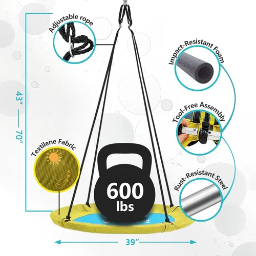 Miniatura 2 de SkyBound Columpio de platillo para árbol con tienda de campaña, capacidad de peso de 600 libras, columpios de neumáticos impermeables para 40