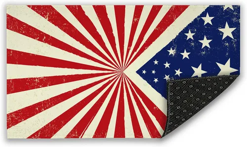 Tapete con bandera estadounidense, 17 x 30 pulgadas, rojo, blanco, azul, antideslizante, fácil de limpiar, para interiores y exteriores