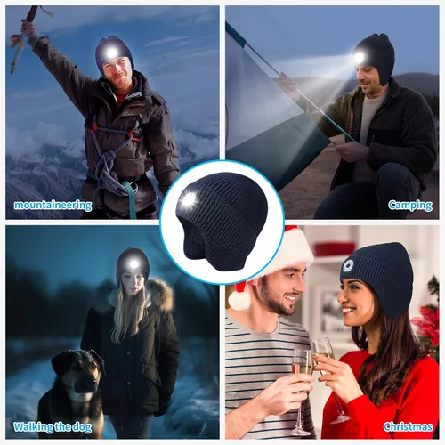 Miniatura 45 de Gorro Bluetooth con auriculares ligeros e inalámbricos, micrófono integrado y altavoces estéreo mejorados con música