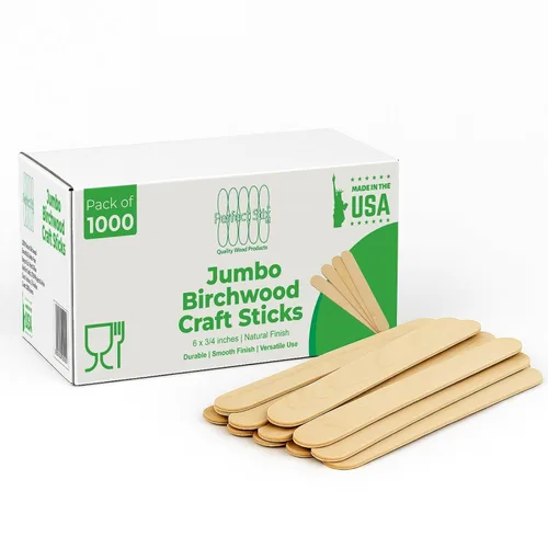 Perfect Stix Palitos de madera de abedul jumbo para manualidades, 6 x 3/4 pulgadas, natural, 1000 unidades, fabricados en Estados Unidos
