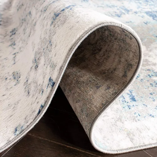 Miniatura 6 de SAFAVIEH - Alfombra de la colección Brentwood - 9' x 12', gris claro y azul, diseño abstracto moderno, no desprende pelusa y fácil de cuidar, ideal
