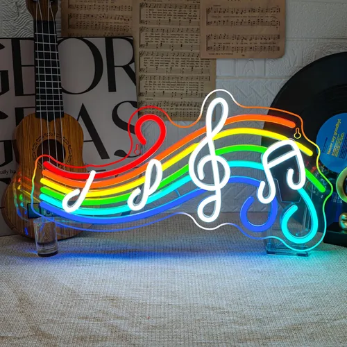 Miniatura 9 de Letrero de neón de grabación de música en rosa y blanco, luces de neón LED para decoración de pared, luces de neón USB para dormitorio, estudio