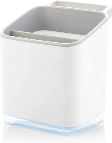 Miniatura 10 de Minky Homecare Organizador de esponja para fregadero con bandeja extraíble, riel para paños y boquilla de drenaje, organizador de huellas pequeñas