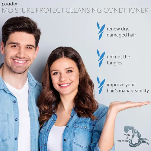 Miniatura 3 de PURA D'OR Acondicionador limpiador de protección de humedad (16 onzas) desenreda y restaura el cabello con aceite de argán, lavanda, sin sulfato