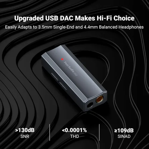 Miniatura 4 de Fosi Audio DS2 USB C a AUX Amplificador de auriculares DAC Dongle 0.138 in Jack Audio Amplificador portátil de doble salida DSD256 0.173 in