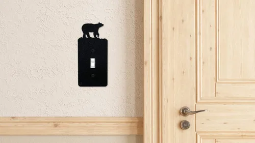Miniatura 3 de Bear - Placa de pared para interruptor de luz (palanca simple, negro) - Fabricado en Estados Unidos